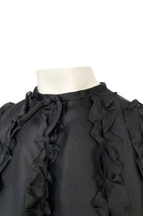Museum Held 1969 Courreges Black Silk Organza Ruffle Detailed Dress