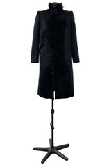 Iconic Fall 2000 Chanel by Karl Lagerfeld Haute Couture Black Silk Tulle Ruffle Evening Coat
