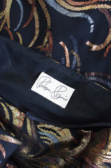 1970s Ruben Panis Metallic Silk Chiffon Gown