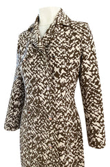 1970s Givenchy Structured Neoprene Canvas Finish Abstract Print Coat w Silver Buttons