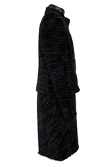 Chic Fall 2004 Chanel by Karl Lagerfeld Haute Couture Black & White Boucle Runway Dress & Jacket