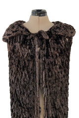 Beautiful Fall 1973 Yves Saint Laurent Soft Brown Fringed Chenille Knit Cape w Hood