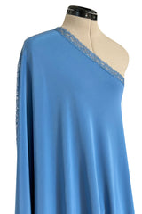 Beautiful Fall 2018 Alexis Mabille Dusty Blue One Shoulder Dress w Lace Insets