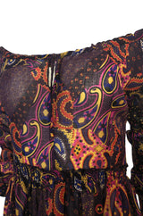 Fall 2005 Miu Miu Purple Printed Off Shoulder Semi-Sheer Dress