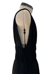 Documented Spring 1986 Yves Saint Laurent Runway Black Jersey Plunge Dress