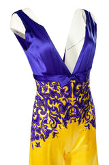 c.2006 Balestra Roma Haute Couture Purple & Yellow Embellished Silk Jumpsuit