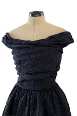 Runway Fall 2019 Christian Dior by Maria Grazia Chiuri Deep Blue & Black Off Shoulder Dress