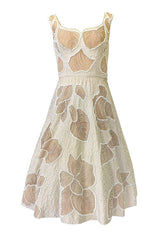 Incredible 1950s Harvey Berin Couture Densely Beaded Ivory Silk Dress