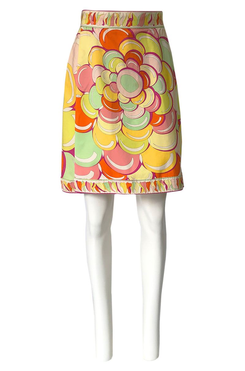 1960s Emilio Pucci Citrus Colored Bubble Printed Cotton Skirt