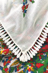 Huge 1970s Yves Saint Laurent Elaborate Print Cotton Scarf w Edging