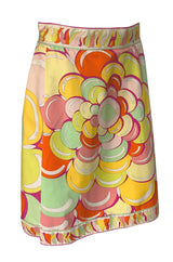 1960s Emilio Pucci Citrus Colored Bubble Printed Cotton Skirt