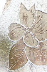 Incredible 1950s Harvey Berin Couture Densely Beaded Ivory Silk Dress
