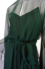 1970s Rare Halston Silk Chiffon Gown