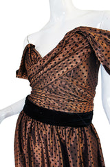 1980s Off Shoulder Dotted Lanvin Dress