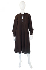 1970s Jean Muir Dress w/ Flower Buttons