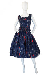 1950s Madeleine Fauth Silk Print Dress