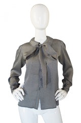 1970s Silk Yves Saint Laurent Bow Top
