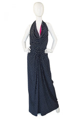 Spring 1984 Silk Bill Blass Dot Halter Gown