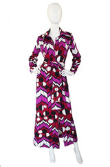 1970s Lanvin Print Maxi Shirt Dress