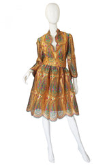 Documented 1968 Bill Blass Gold Dress