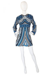 1960s Mr. Dino Graphic Print Dress