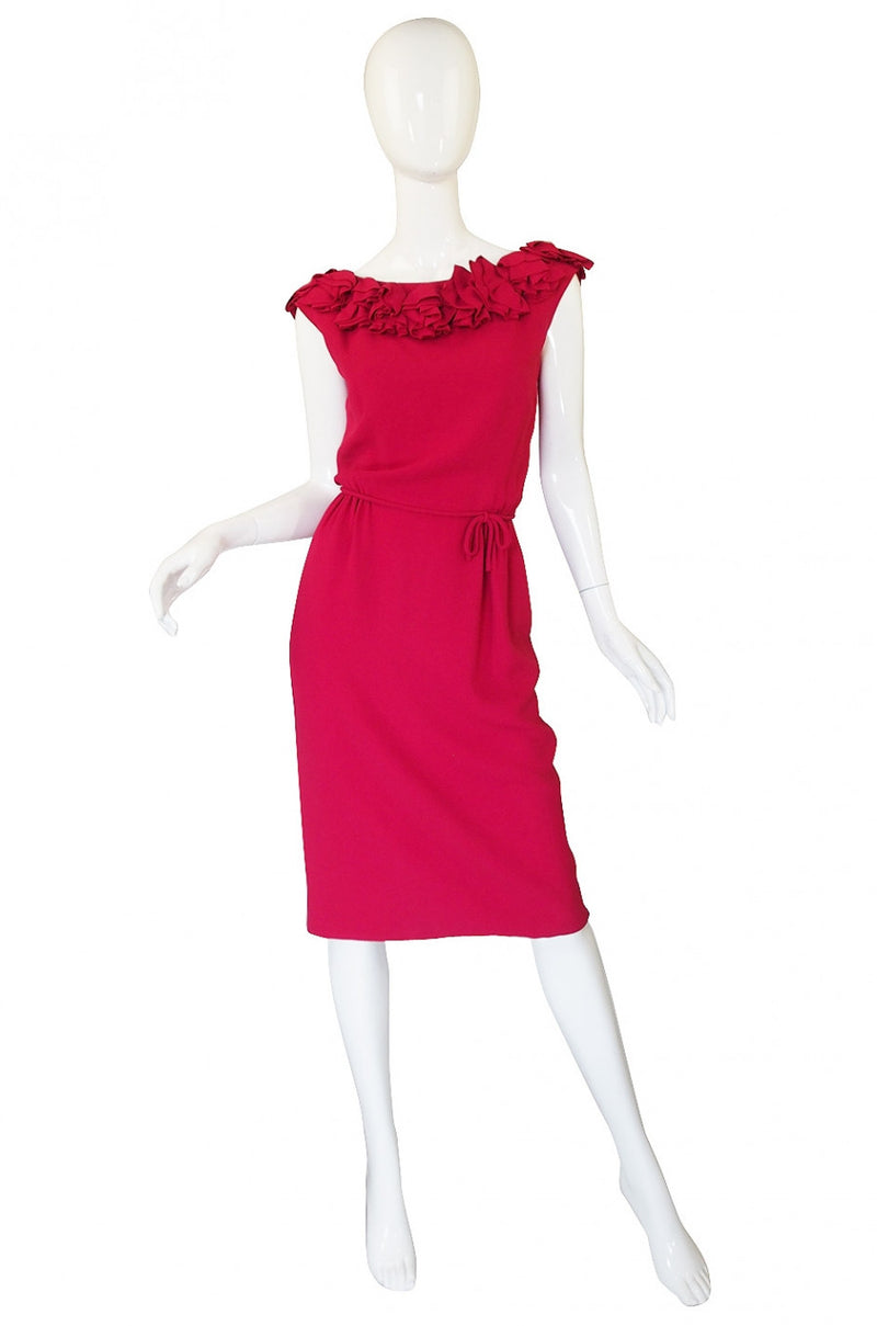 1960s Backless Red Ruffle Dress