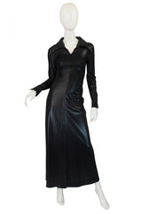 1970s Rare Lee Bender Wet Look Maxi Dress