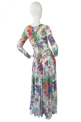 1970s J. Tiktiner Jersey Floral Maxi Dress