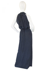 Spring 1984 Silk Bill Blass Dot Halter Gown