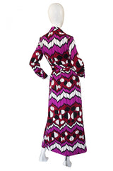 1970s Lanvin Print Maxi Shirt Dress