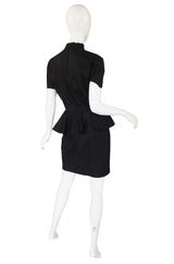 1990s Louid Feraud Linen Peplum Dress