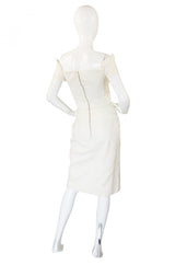 1980s White Lanvin Brocade Dress