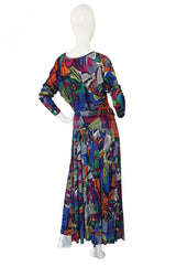 1970s Fluid Silk Missoni Print Skirt & Top