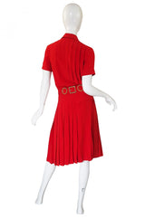 1970s Red Silk Chanel Dress & Belt