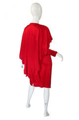 1980s Holly Harp Red Silk Dress