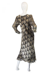 1970s Stavropoulos Metallic Silk Dress