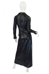 1970s Rare Lee Bender Wet Look Maxi Dress
