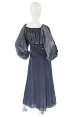 1970s Janice Wainwright Silver Lurex Dress