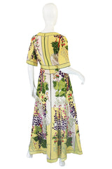 1960s Beautiful & Pristine Grapevine Printed Silk Bessi Dress
