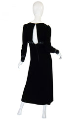Late 1960s Miss Dior Velvet Midi Dress w Large Bead and Cord Detailing