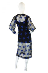 Rare 1940s Net and Felt Applique Dress