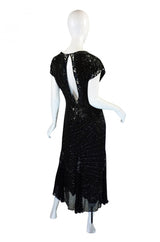 Late 1970s Backless Cassini Silk Dress