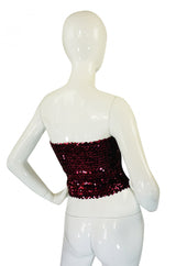 1970s Sequin Wide Ruby Red Tube Top
