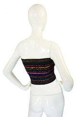 1970s Multi Stripe Wide Sequin Tube Top