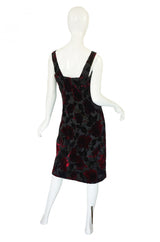1960s Velvet Rose Silk Wiggle Dress