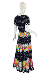 1970s Floral Logo Lanvin Maxi Dress