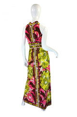 1970s Emilio Pucci Pink Pop Maxi Dress