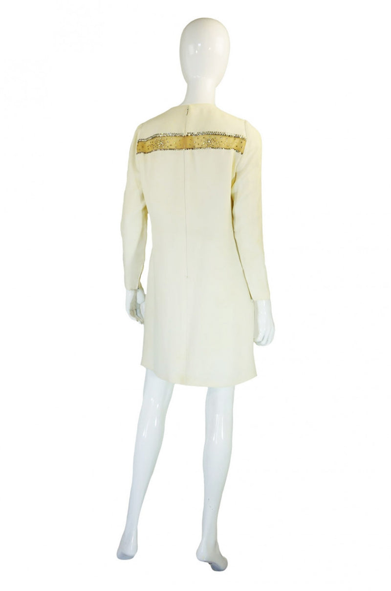 1960s Rhinestone Detail Teal Traina Dress