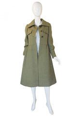 1960s Rare Philippe Venet Green Coat & Belt