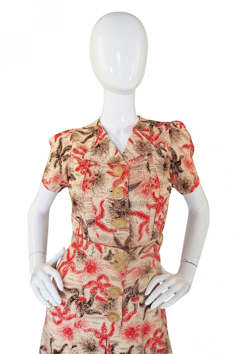 1940s Starfish Playsuit Dress with Shorts